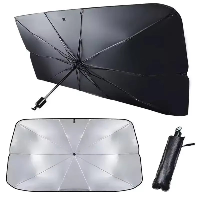 Car Sun Umbrella Shield Sun Screen Front Block Protection Heat Insulation Telescopic Umbrella Handle Can Be Bent Shading Curtain