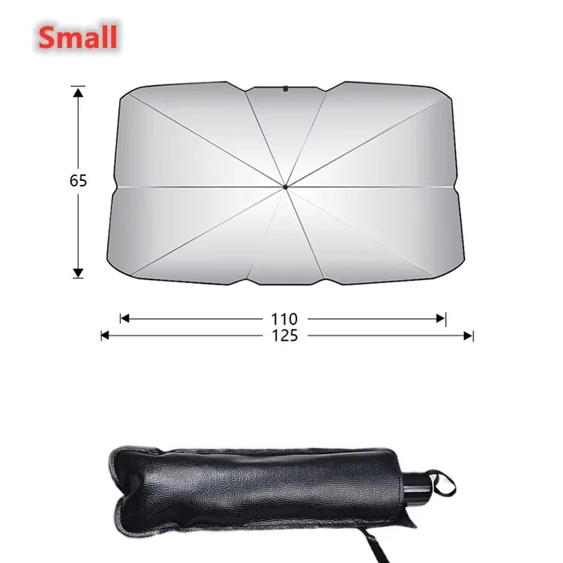 Car Sun Umbrella Shield Sun Screen Front Block Protection Heat Insulation Telescopic Umbrella Handle Can Be Bent Shading Curtain