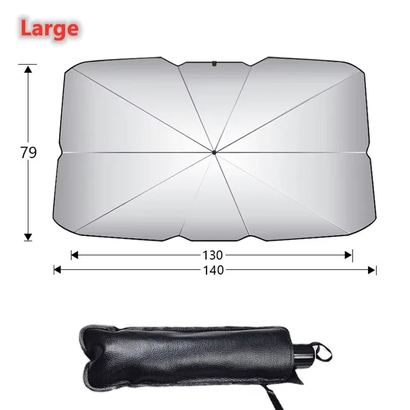 Car Sun Umbrella Shield Sun Screen Front Block Protection Heat Insulation Telescopic Umbrella Handle Can Be Bent Shading Curtain