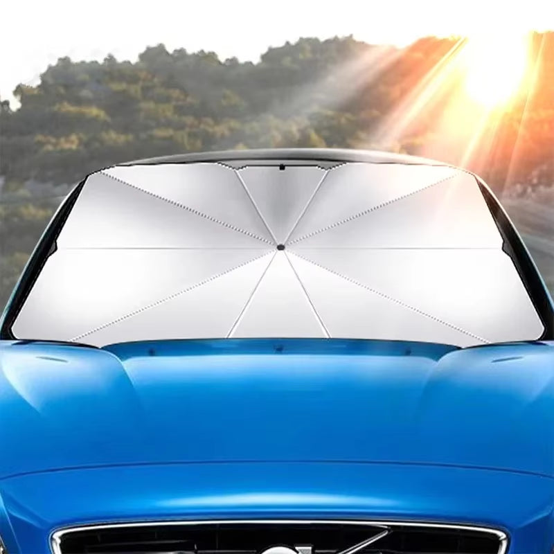 Car Sun Umbrella Shield Sun Screen Front Block Protection Heat Insulation Telescopic Umbrella Handle Can Be Bent Shading Curtain